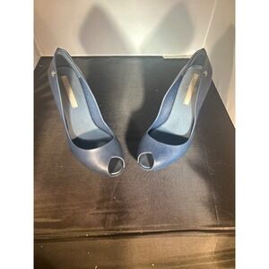 Melissa Navy Blue Peep‎ Toe Heels with Studded Back Detail Elegant